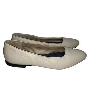CAMPER Women's US 8.5 EU 39 Antique White Calf Leather Ballerina Flats Shoes